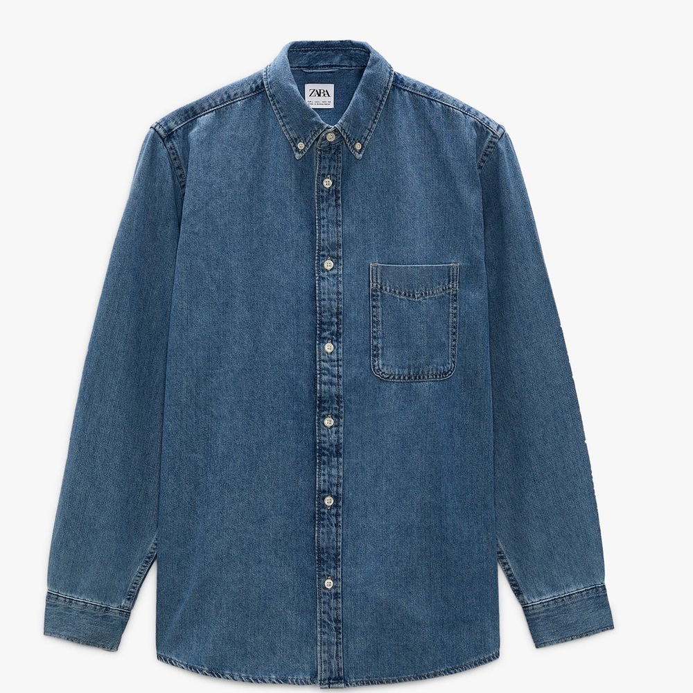 🤍 ZARA Denim Button-down Shirt